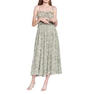 NWOT En Saison Sole Abstract Print Midi Sundress green white Sz S